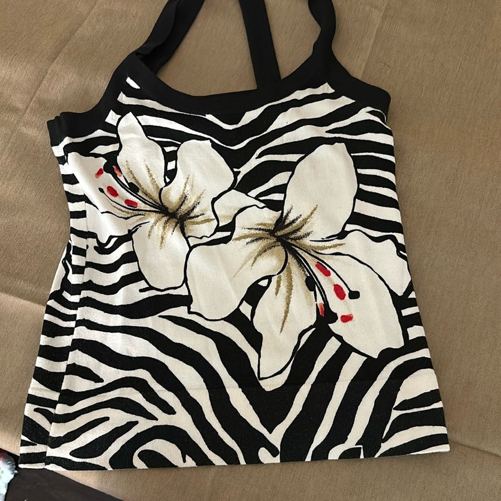 White House Black Market Floral Sweater Top sz Small!